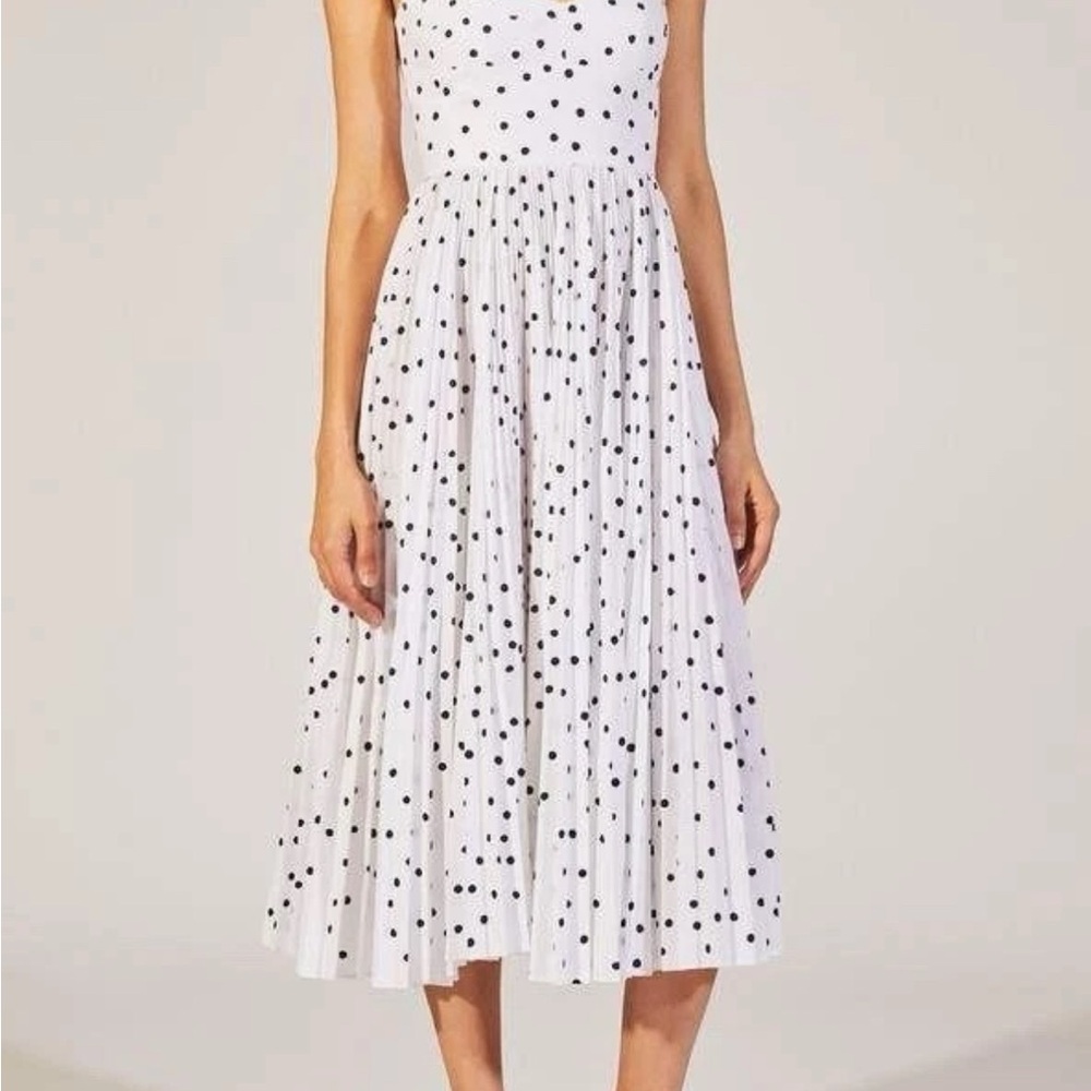 KHAITE White and Black Polka Dot Midi Dress